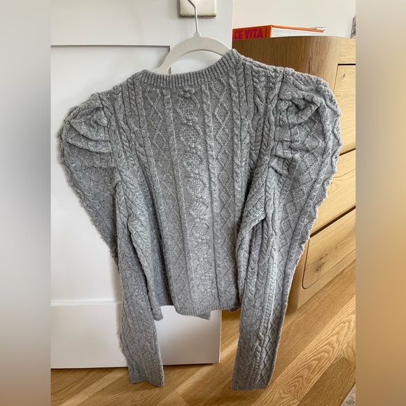 Grey Something Navy sweater blouse with puffed shoulders (brand new) - Picture 2 of 4